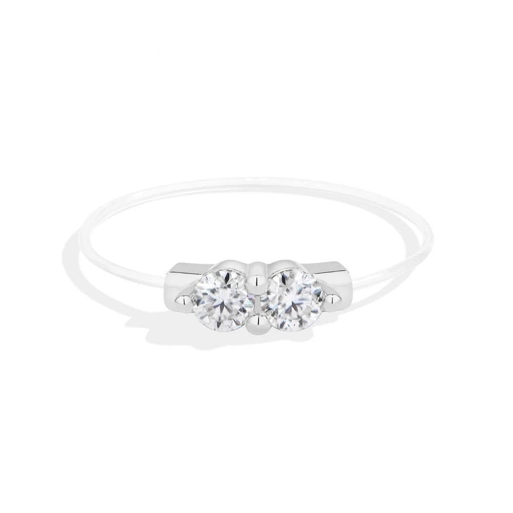 3 MM Two Stone Moissanite Eternity Ring