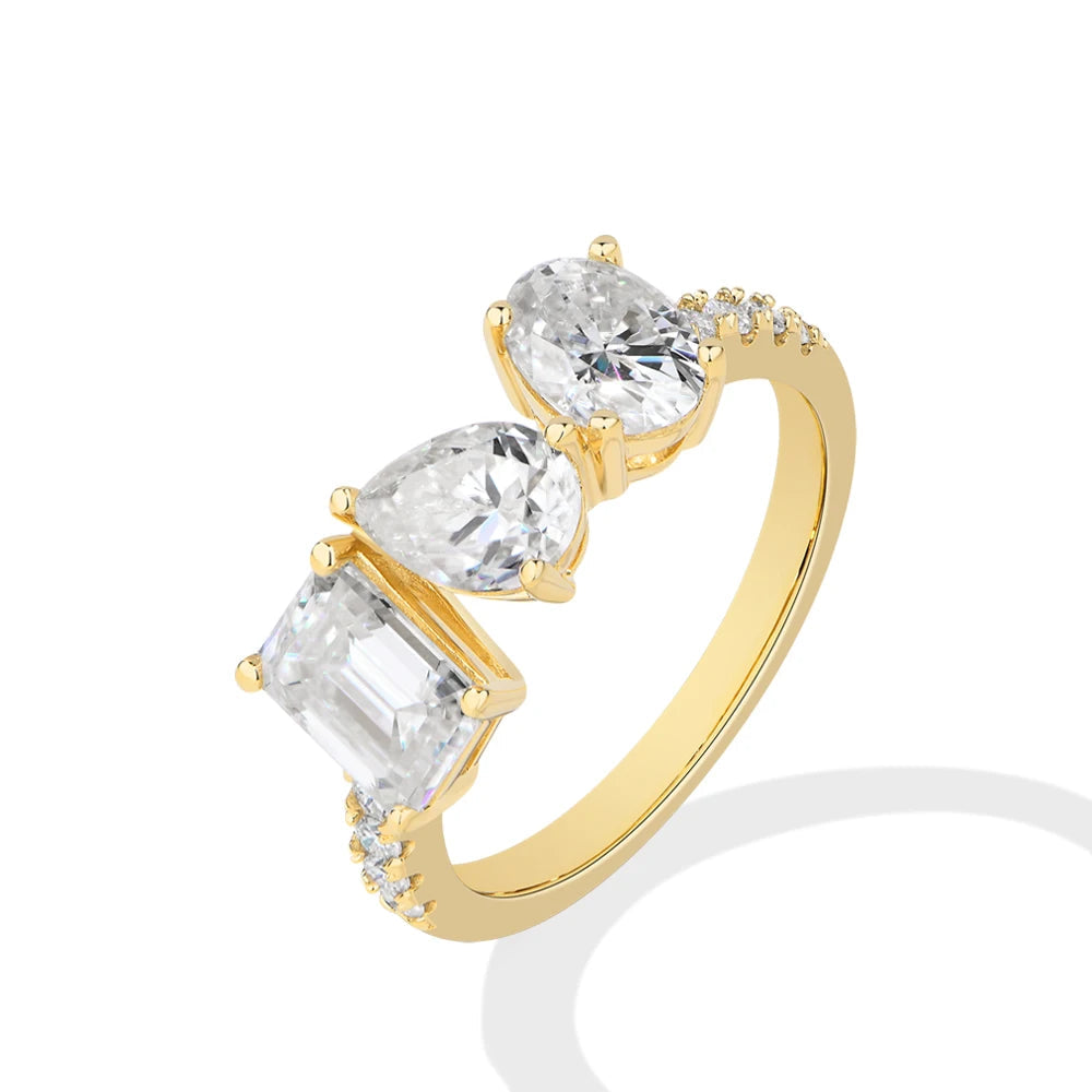 VVS1 D Color 3-Stone Moissanite Engagement Ring