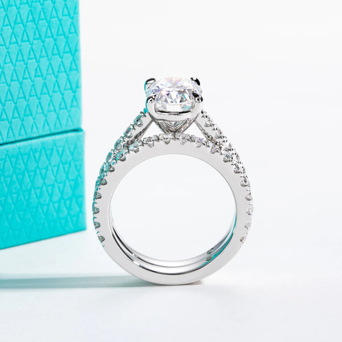 3 CT Oval Cut Moissanite Bridal Ring Set