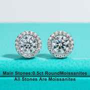 1cttw D Color Round Cut Moissanite Diamond Stud Earrings.