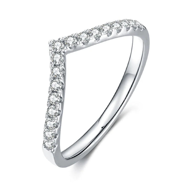 GK Moissanites D Color Moissanite Diamond V Row Ring