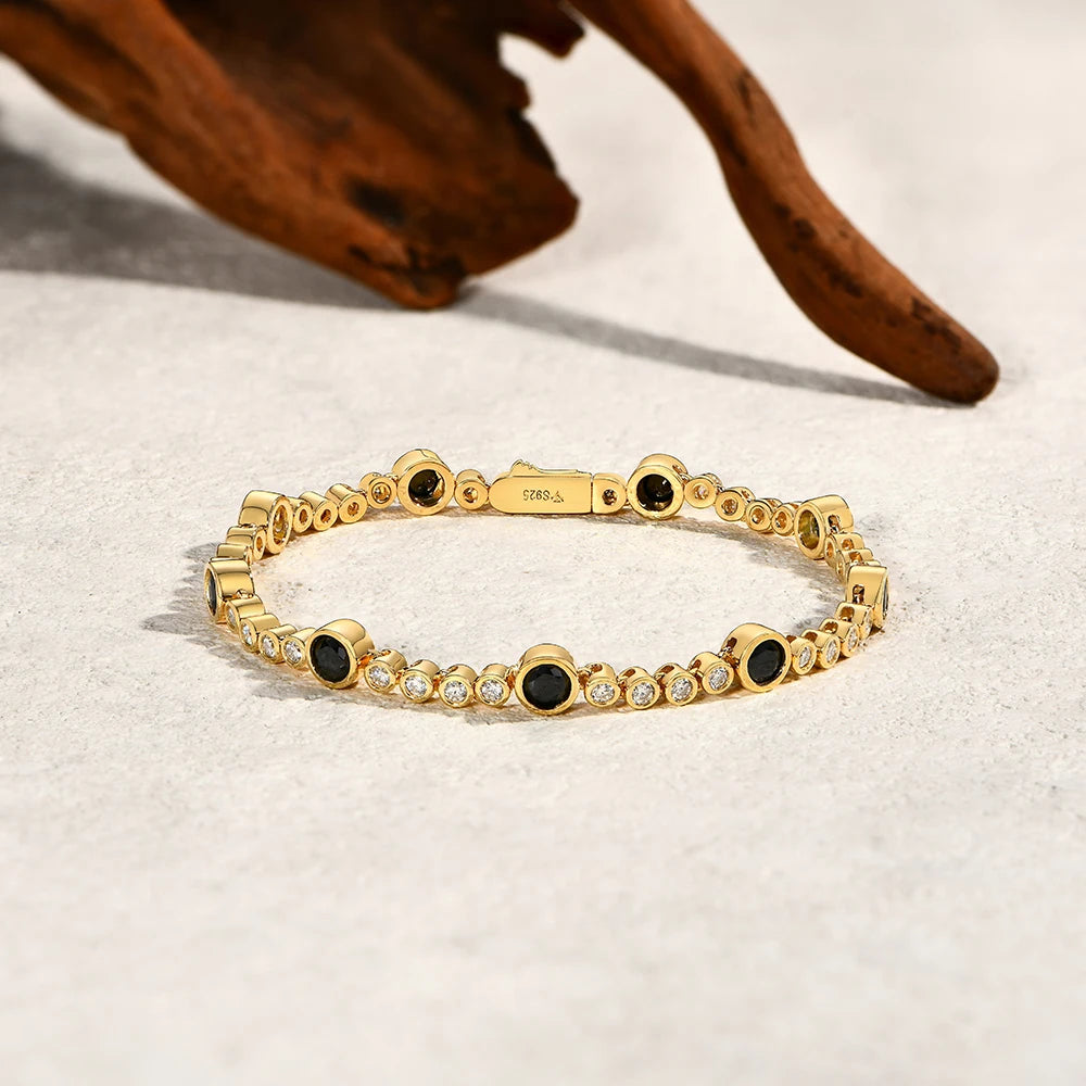 Black Moissanite Round Bubble Tennis Bracelet