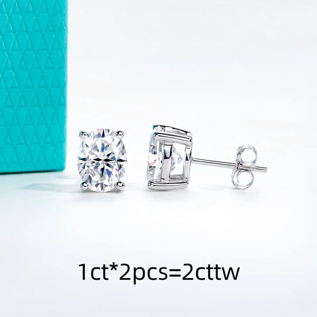 VVS1 D Color Oval Cut Moissanites Stud Earrings
