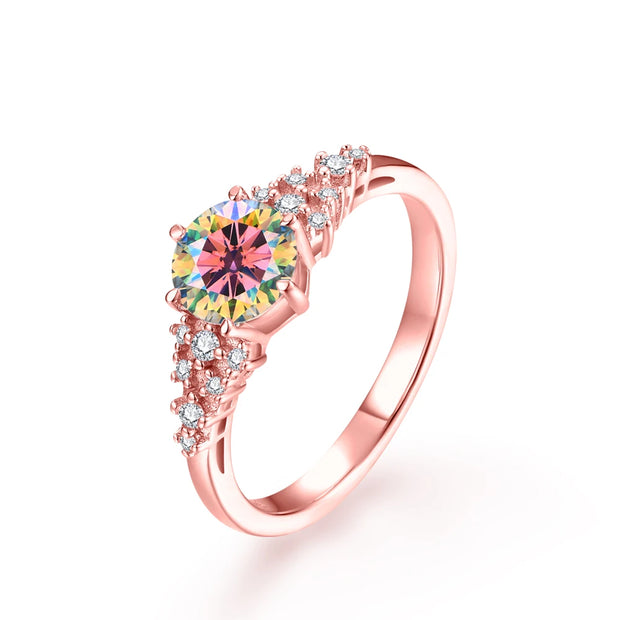VVSQ D Color 1.0 CT Round Cut Moissanite Ring.
