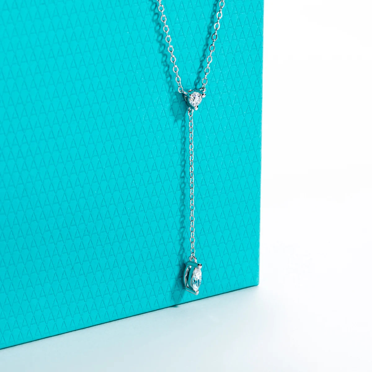 0.3 CT Marquise & 0.1 CT Round Cut Moissanite Pendant Necklace