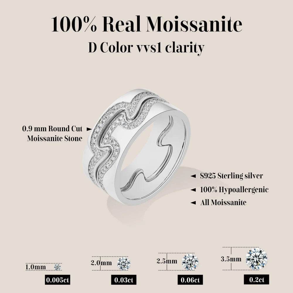 Two-Tone Wave Moissanite Statement Ring