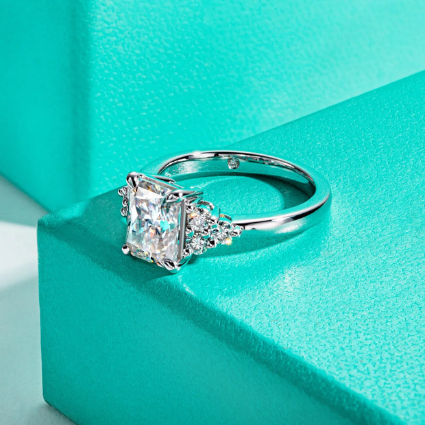 GK Moissanites 3ct Radiant Cut D Color Moissanite Engagement Ring