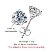 2cttw D Color Moissanite Diamond Stud Earrings.