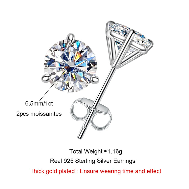 2cttw D Color Moissanite Diamond Stud Earrings.