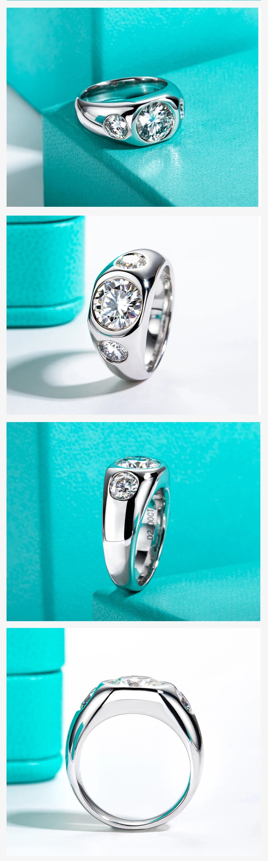 3 CTTW D Color Men's Moissanite Ring