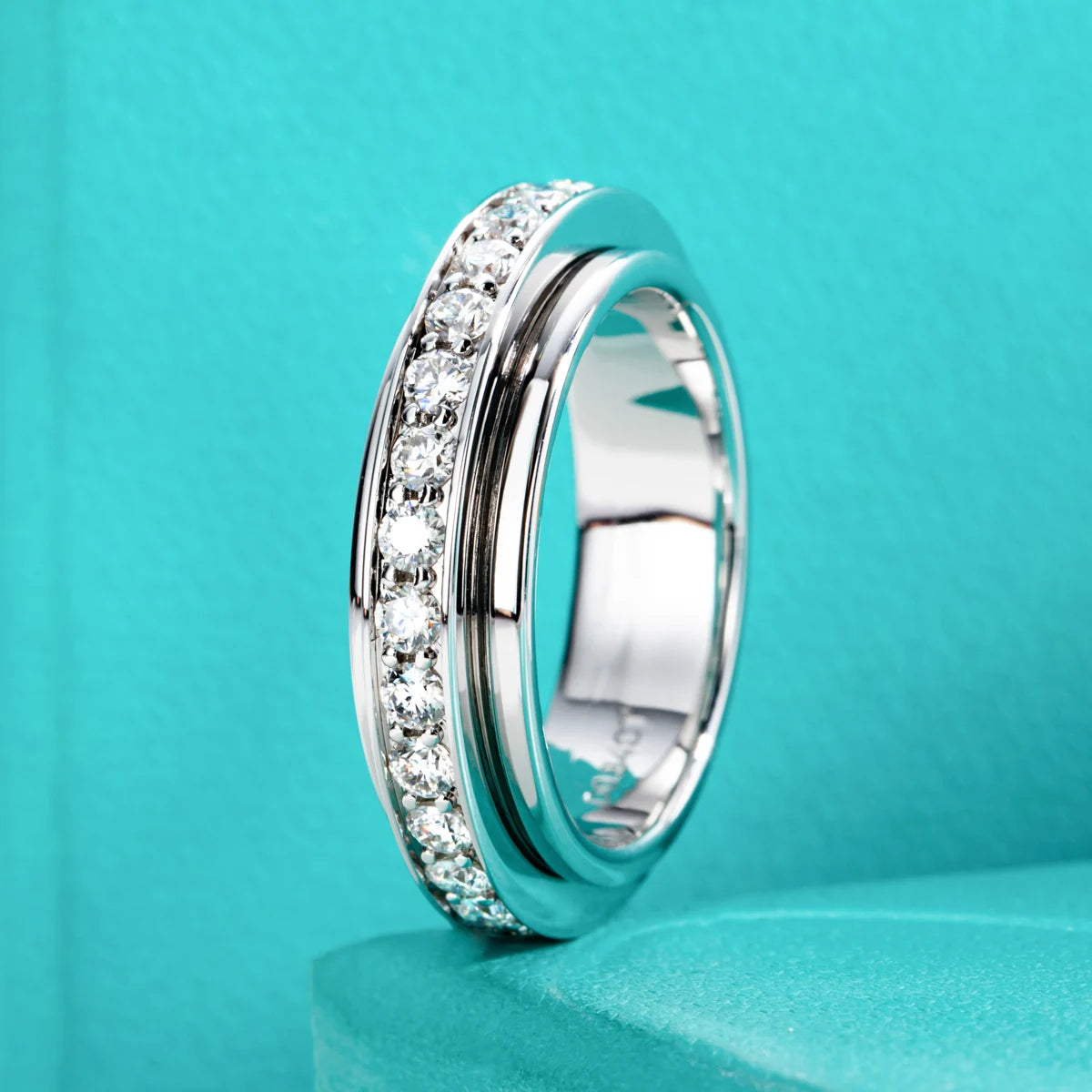 2MM Moissanite Spinner Eternity Band Ring