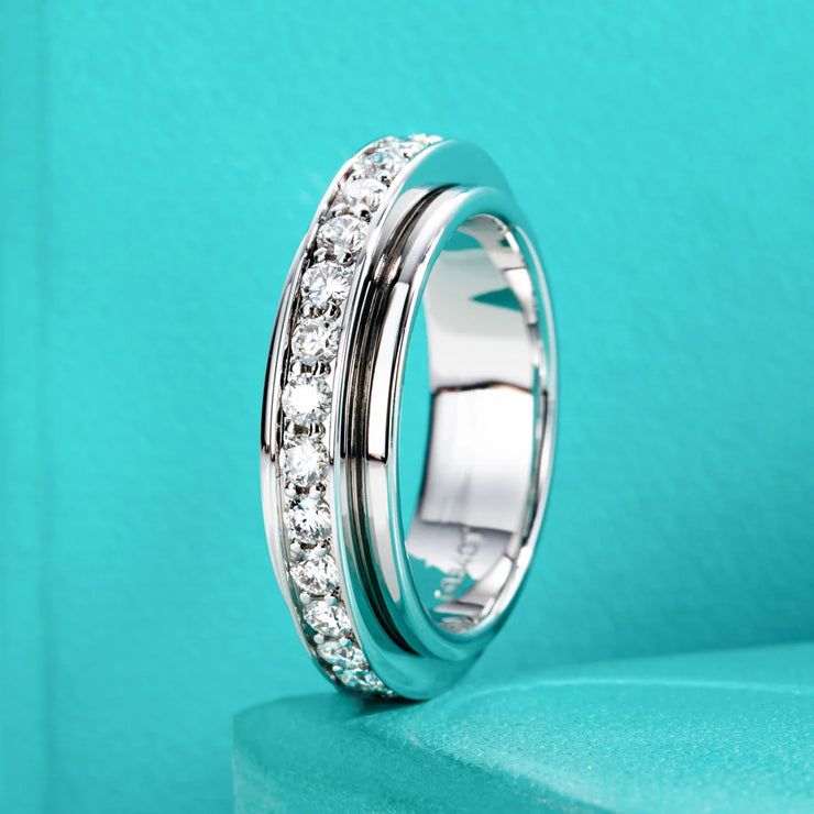GK Moissanites Moissanite Spinner Eternity Band Rings