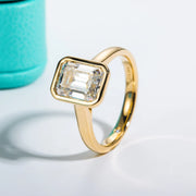 3CT Emerald Cut D Color Moissanite Engagement Ring.