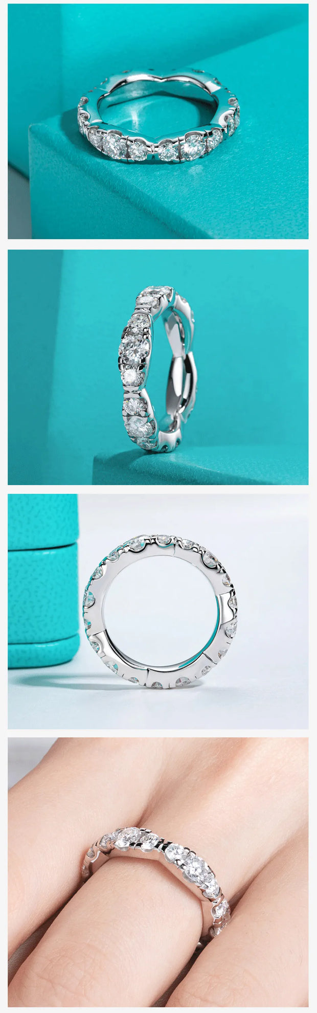 GK Moissanites 3mm/4mm D Color Moissanite Eternity Band Rings