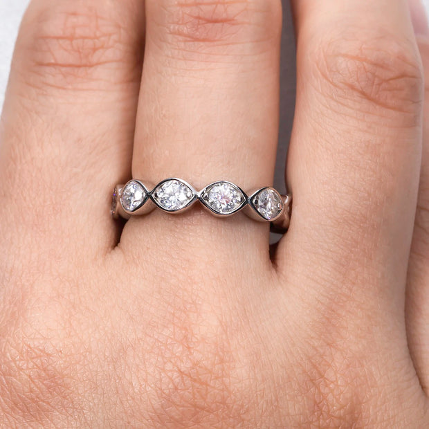 GK Moissanites 3.5mm VVS1 D Color Moissanite Eternity Wedding Band Ring