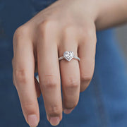 1 Carat Heart Cut Moissanite Halo Engagement Ring.