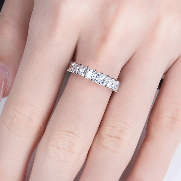 GK Moissanites 3mm Princess Cut D Color Moissanite Eternity Band