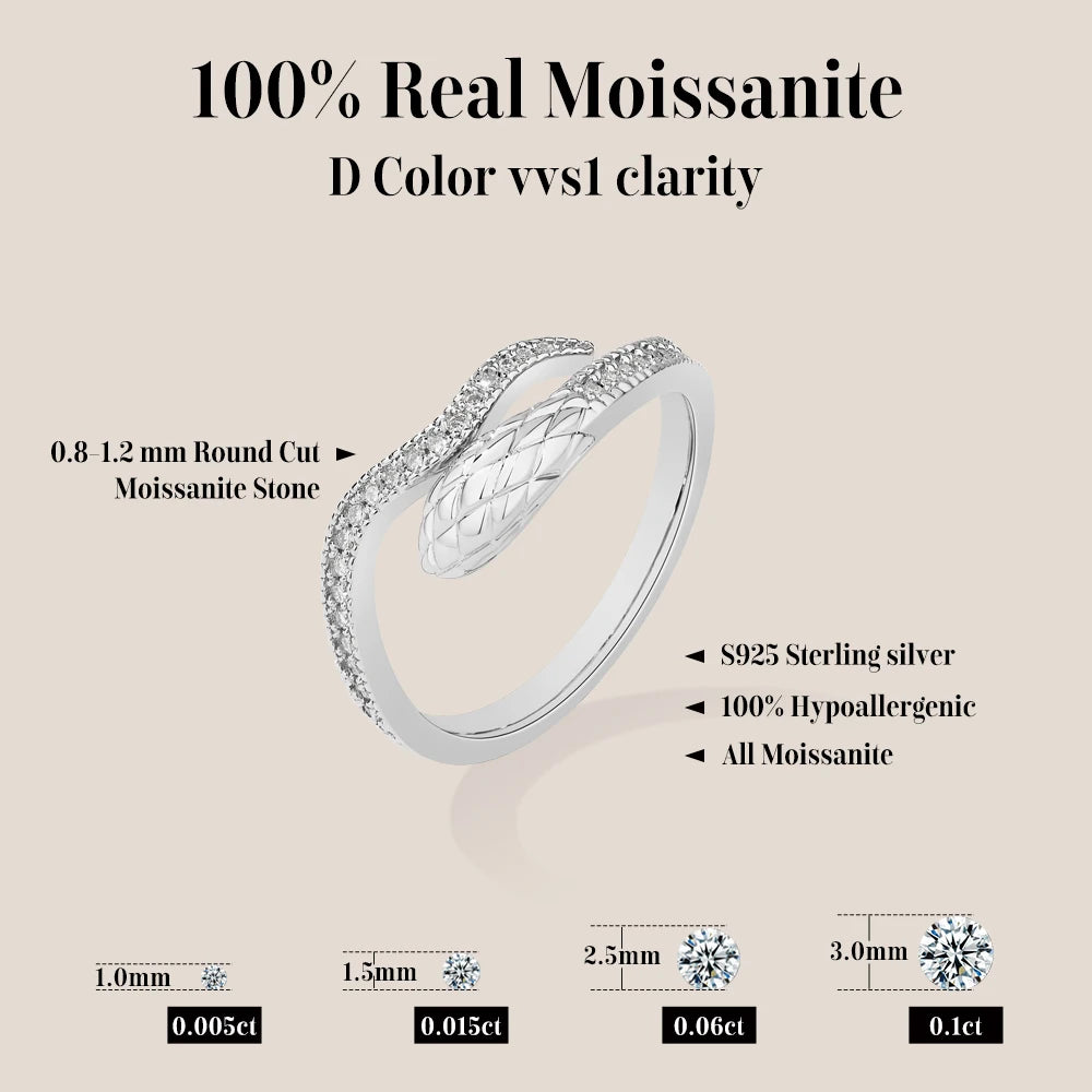 Snake Half Eternal Moissanite Ring