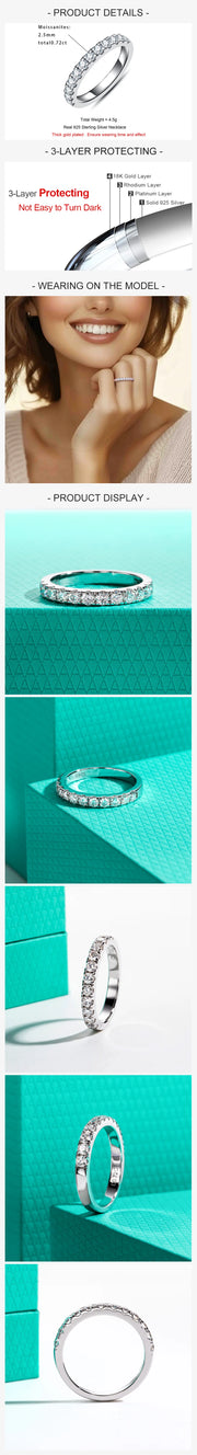 GK Moissanites 2.5mm 0.72cttw D Color Moissanite Half Band Ring