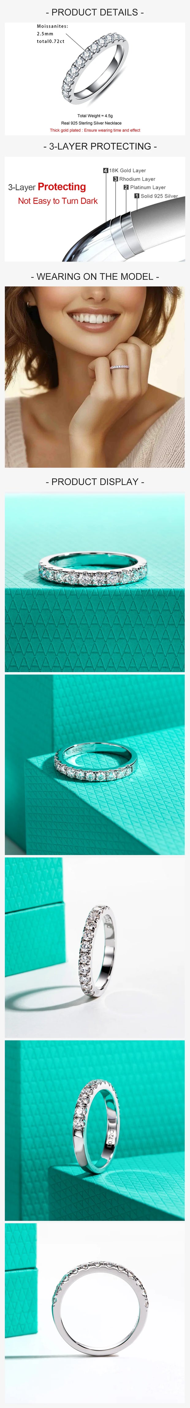 GK Moissanites 2.5mm 0.72cttw D Color Moissanite Half Band Ring
