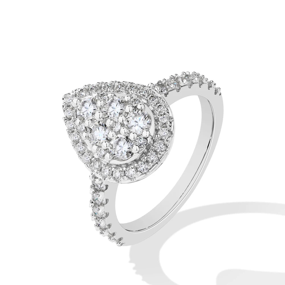 Vintage Round & Pear-Shaped Moissanite Bridal Ring