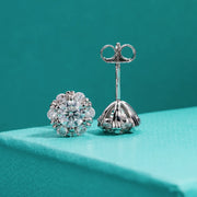 1cttw D Color Moissanite Diamond Flower Stud Earrings.