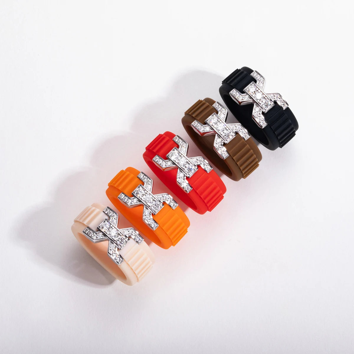 Moissanite Inlaid Silicone Band Ring