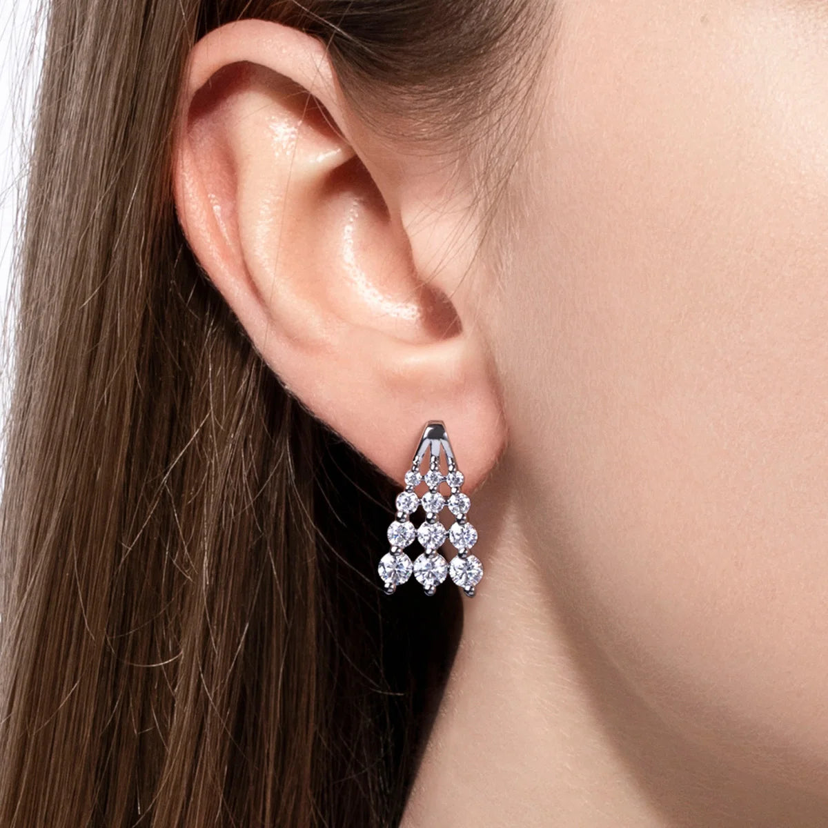 1.23 CTTW Moissanite Chandelier Tiered Drop Earrings