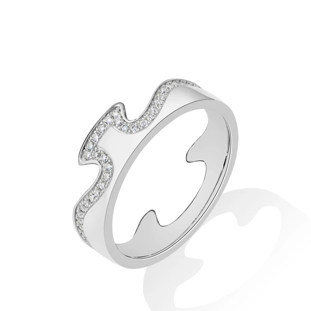 Two-Tone Wave Moissanite Statement Ring