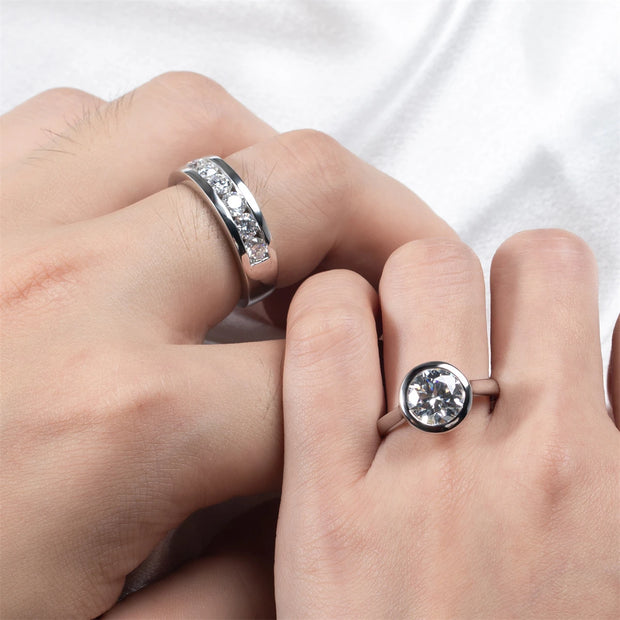 GK Moissanites D Color Moissanite Couple Rings