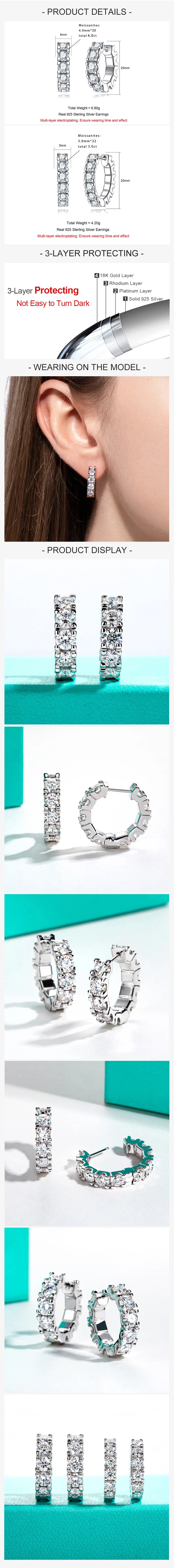 2.6 CTTW / 6 CTTW Moissanite Hoop Earrings