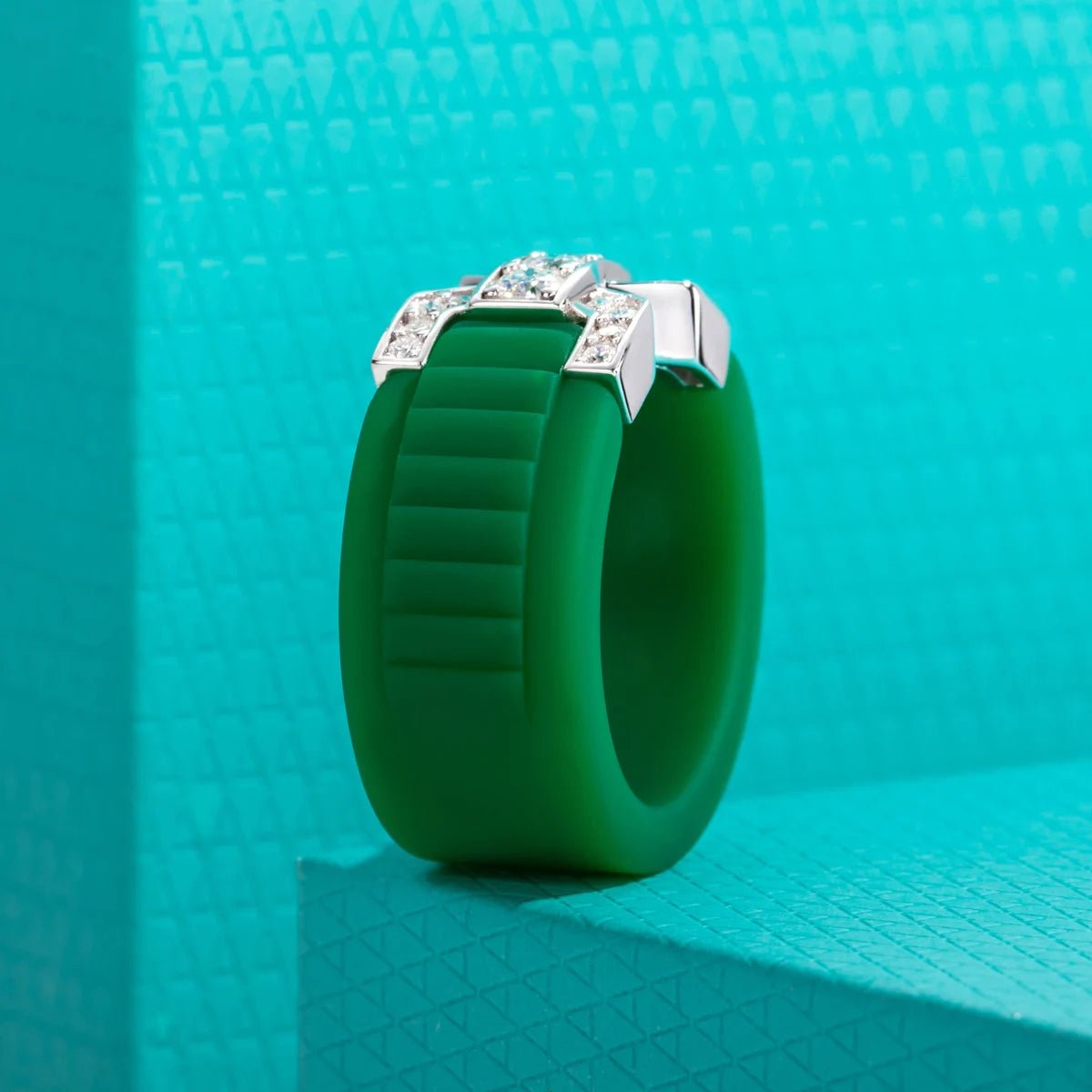 Moissanite Inlaid Silicone Band Ring