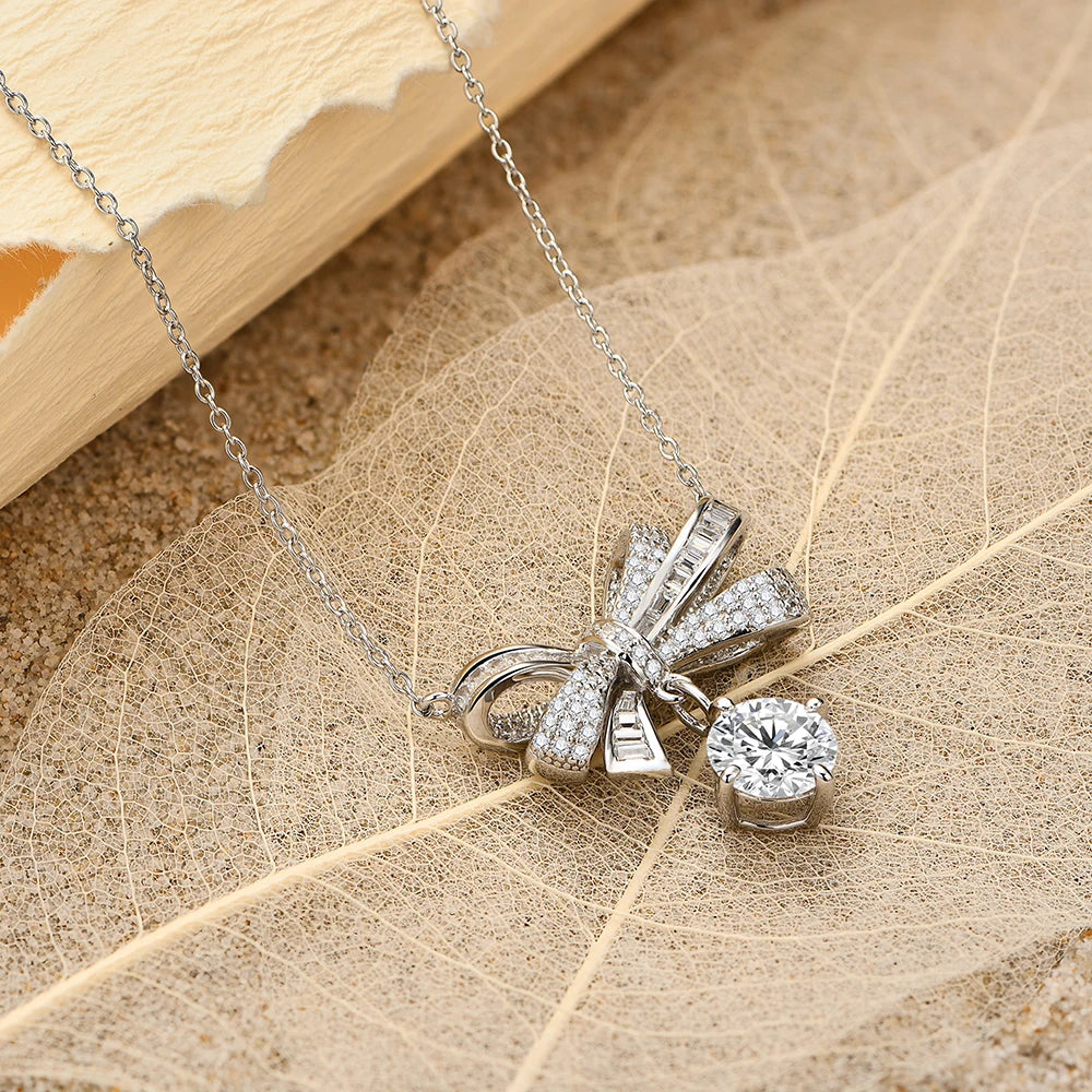 2 CT D Color Round Cut Moissanite Pendant Necklace
