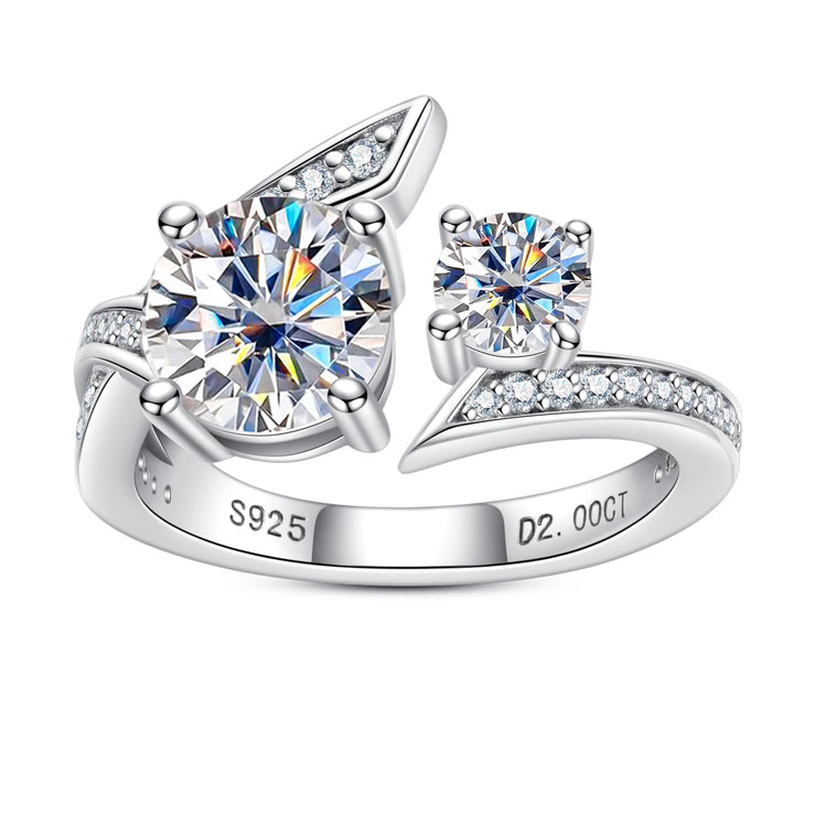 2CT D Color Moissanite Victory Engagement Adjustable Ring.