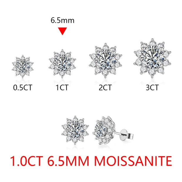 VVS1 D Color Snowflake Shaped Moissanite Stud Earrings | S925