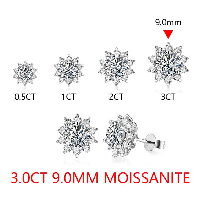 VVS1 D Color Snowflake Shaped Moissanite Stud Earrings | S925