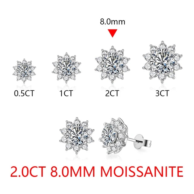 VVS1 D Color Snowflake Shaped Moissanite Stud Earrings | S925