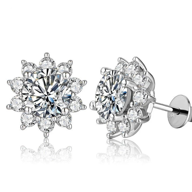 VVS1 D Color Snowflake Shaped Moissanite Stud Earrings | S925