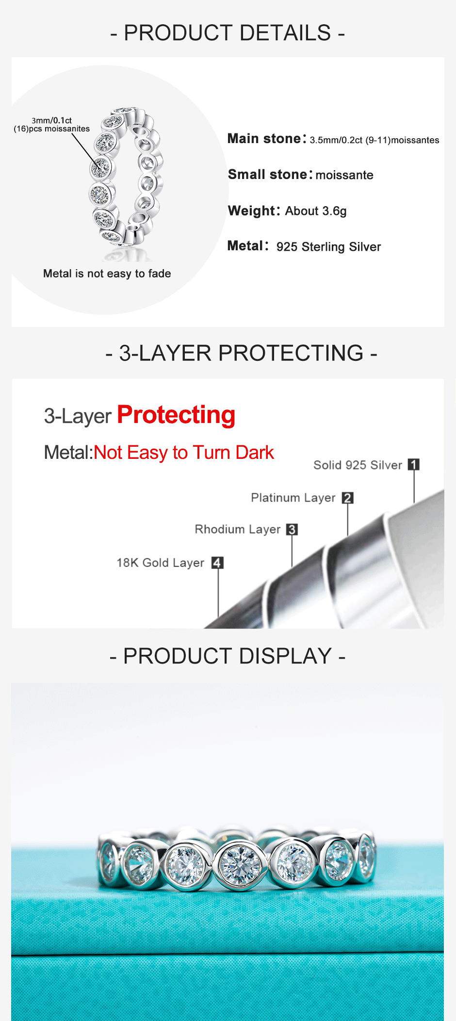 3 MM Round Cut Moissanite Eternity Band