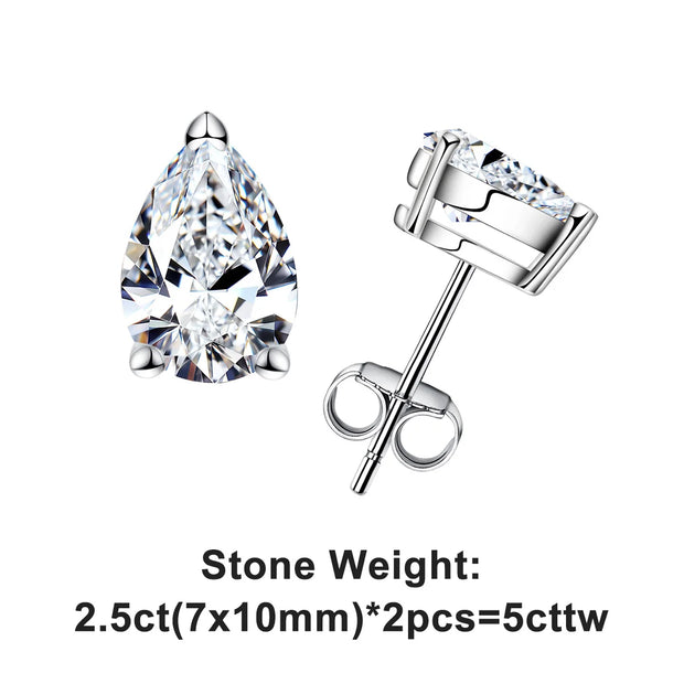 10K Gold Post Pear Cut Moissanite Stud Earrings.