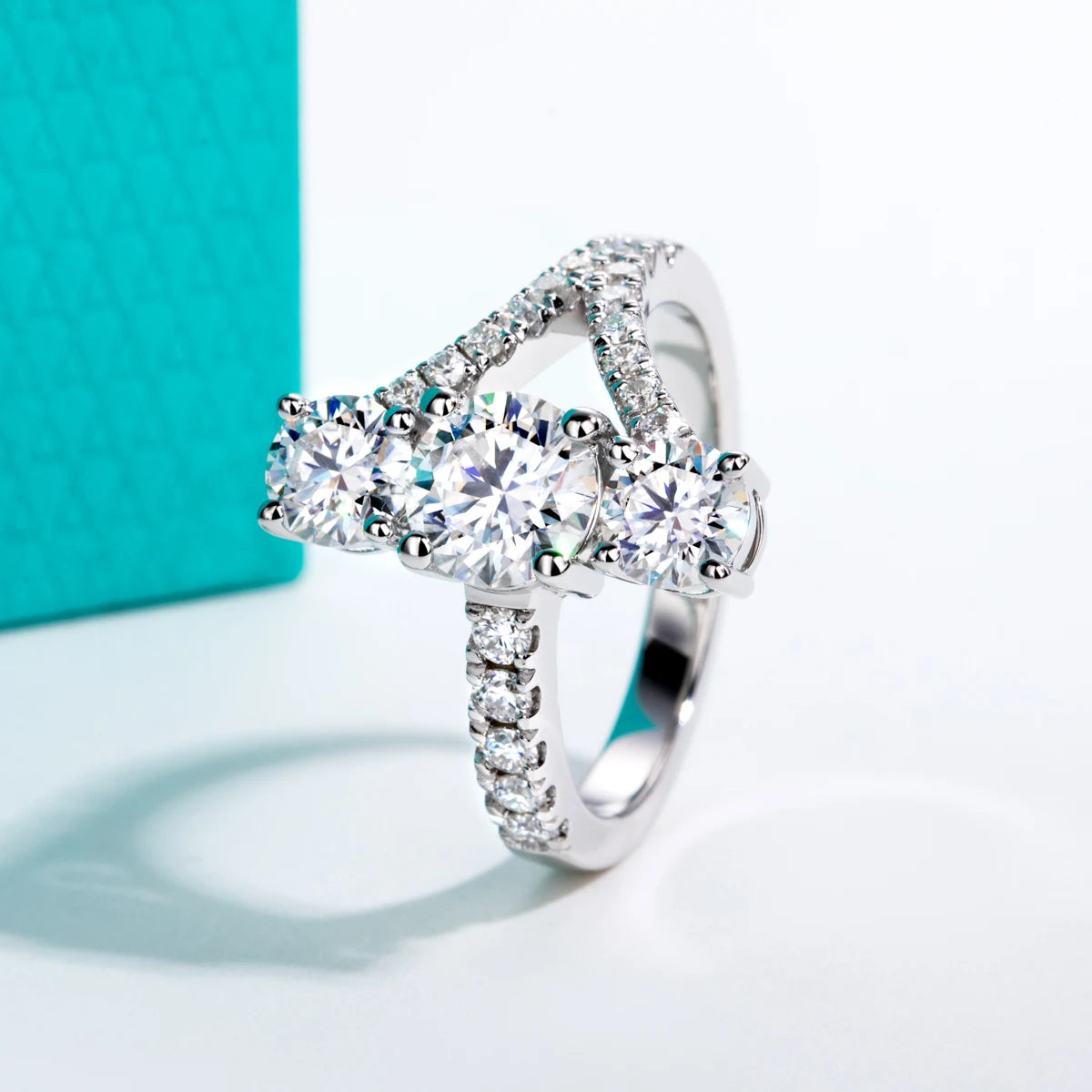 2.36 CTTW Three Stone Moissanite Engagement Ring