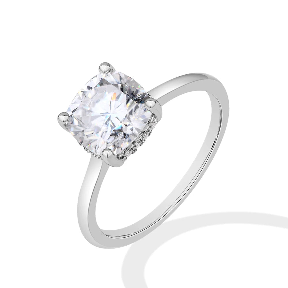 VVS1 D Color Cushion Cut Moissanite Engagement Ring