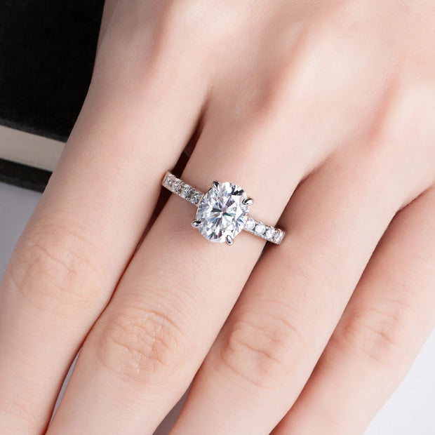 VVS1 D Color 3CT Oval Cut Moissanite Engagement Ring | S925.