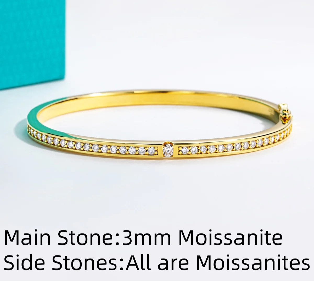 3 MM Tennis Moissanite Bangle Bracelet