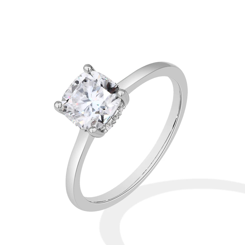 VVS1 D Color Cushion Cut Moissanite Engagement Ring