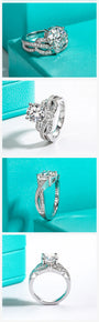 3 CT Brilliant Cut Moissanite Engagement Ring & Set.