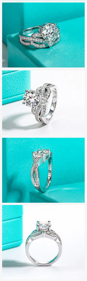 3 CT Brilliant Cut Moissanite Engagement Ring & Set.