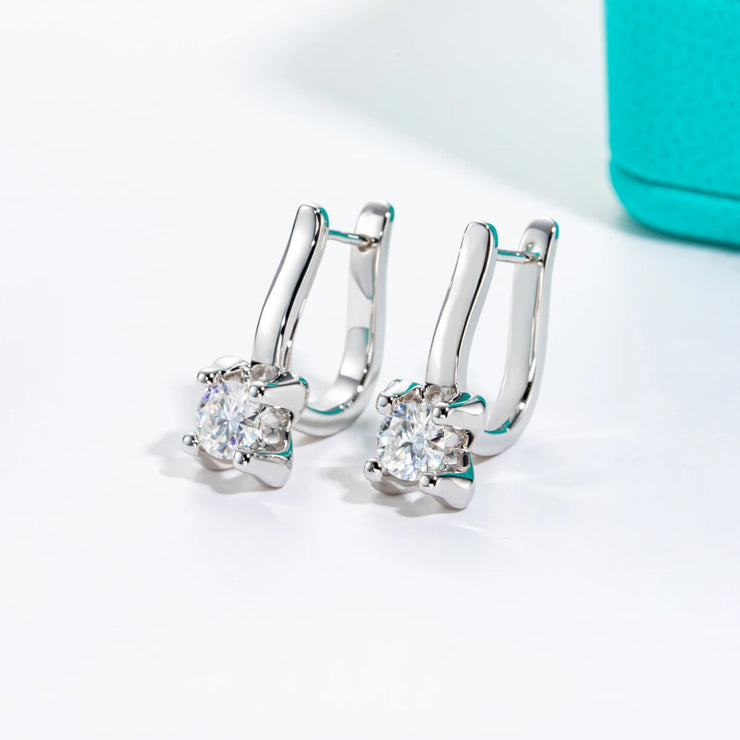 1cttw Moissanite Huggie Earrings - 925 Sterling Silver D Color Lab Created Diamond Hoop Earrings for Women.