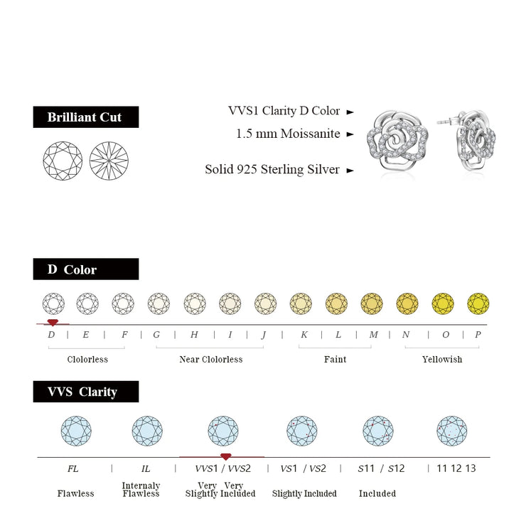 VVS1 D Color 1.5mm Multistone Moissanite Stud Earrings.