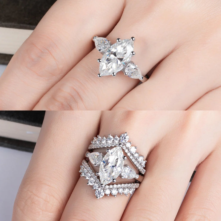 4 CTTW Marquise Cut D Color Moissanite Engagement Ring.